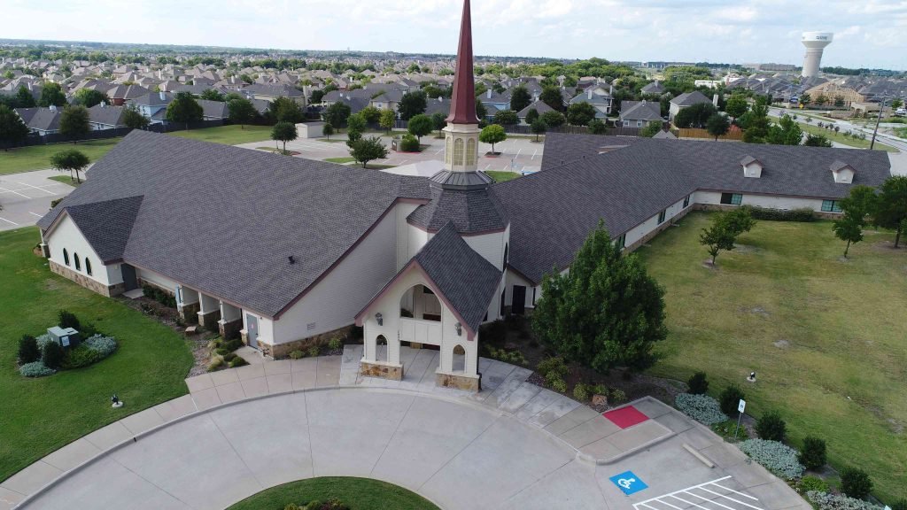 Church with new roof.